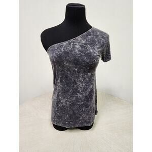 American Eagle Women’s One Shoulder Shirt XSmall Grey Acid Wash Summer Boho